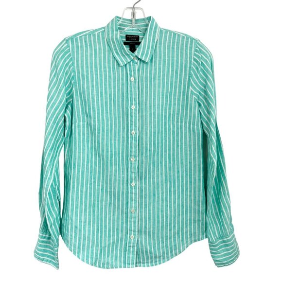 J. Crew Perfect Long Sleeve Button Down Shirt Baird McNutt Irish Linen Size 2 - Picture 1 of 6